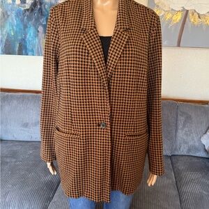 Old Navy Women's Tan and Black Houndstooth Blazer
